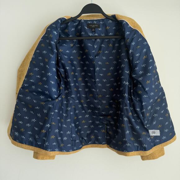 Talbots Shetland Wool Blazer 12P Mustard Yellow Herringbone Equestrian Jacket - Picture 8 of 16